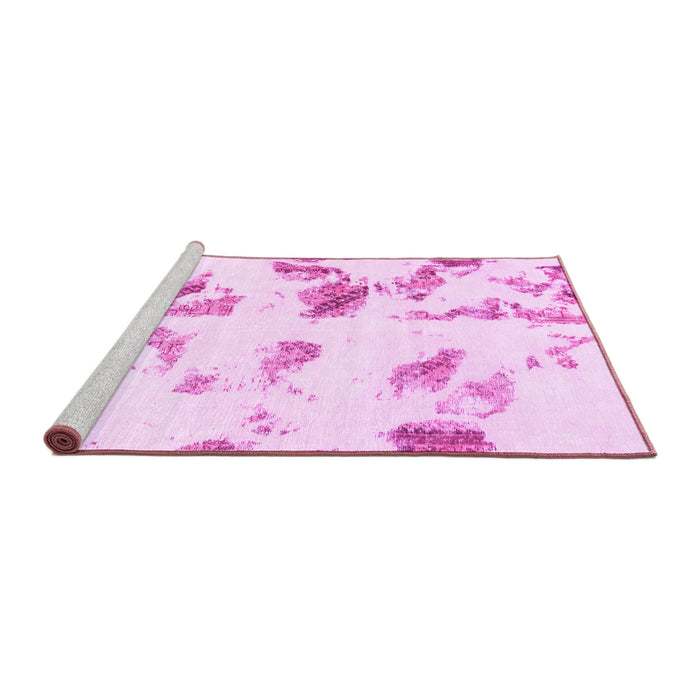 Sideview of Machine Washable Abstract Pink Modern Rug, wshabs1067pnk