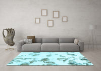 Machine Washable Abstract Light Blue Modern Rug, wshabs1067lblu