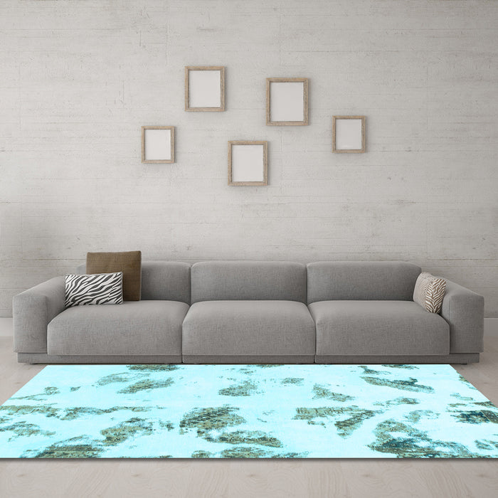Machine Washable Abstract Light Blue Modern Rug in a Living Room, wshabs1067lblu