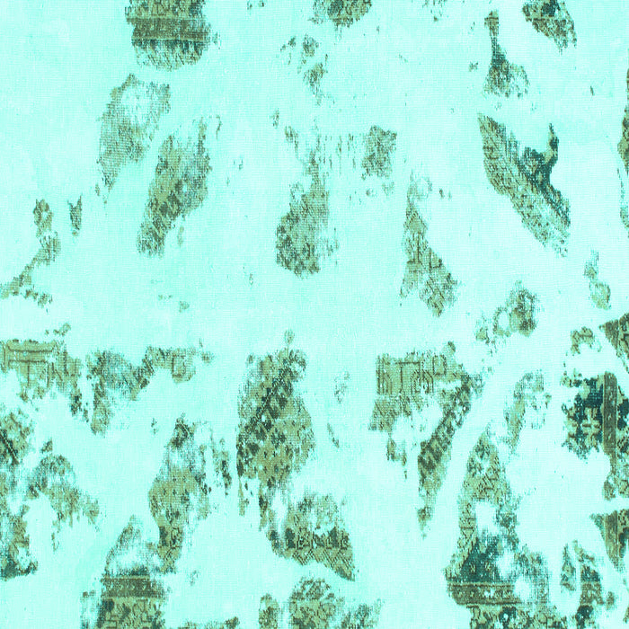 Square Machine Washable Abstract Turquoise Modern Area Rugs, wshabs1067turq