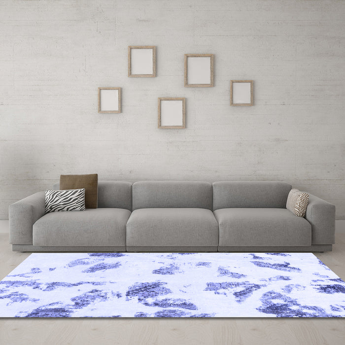 Machine Washable Abstract Blue Modern Rug in a Living Room, wshabs1067blu