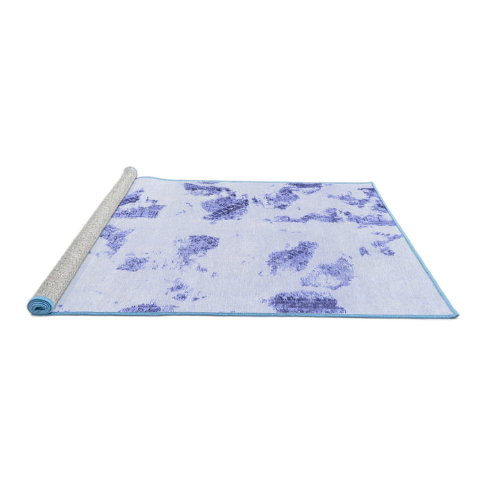 Sideview of Machine Washable Abstract Blue Modern Rug, wshabs1067blu