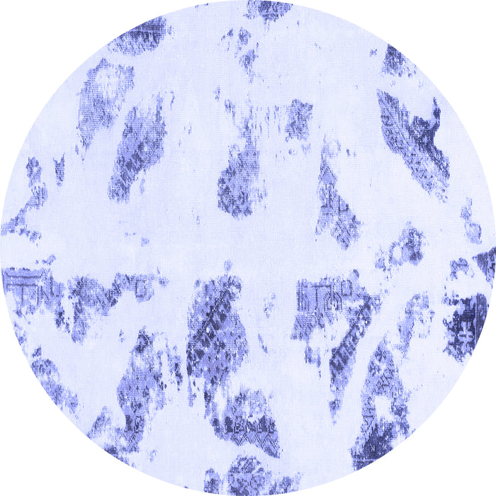 Round Machine Washable Abstract Blue Modern Rug, wshabs1067blu