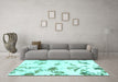 Machine Washable Abstract Turquoise Modern Area Rugs in a Living Room,, wshabs1067turq