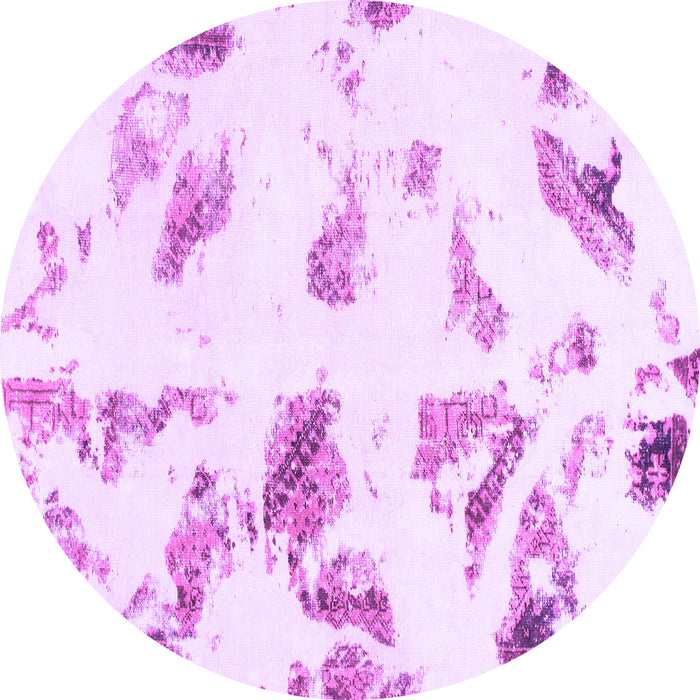 Round Machine Washable Abstract Purple Modern Area Rugs, wshabs1067pur