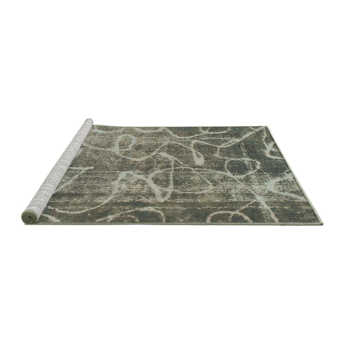 Sideview of Machine Washable Abstract Dark Olive Green Rug, wshabs1068
