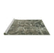 Sideview of Machine Washable Abstract Dark Olive Green Rug, wshabs1068