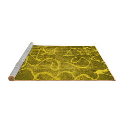 Sideview of Machine Washable Abstract Yellow Modern Rug, wshabs1068yw