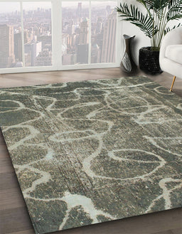 Abstract Dark Olive Green Modern Rug in Family Room, abs1068