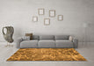 Machine Washable Abstract Orange Modern Area Rugs in a Living Room, wshabs1068org