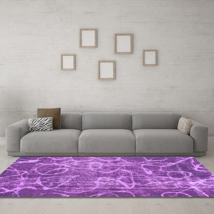 Machine Washable Abstract Purple Modern Area Rugs in a Living Room, wshabs1068pur