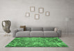 Machine Washable Abstract Emerald Green Modern Area Rugs in a Living Room,, wshabs1068emgrn