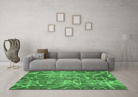 Machine Washable Abstract Emerald Green Modern Rug, wshabs1068emgrn