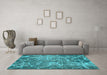 Machine Washable Abstract Light Blue Modern Rug in a Living Room, wshabs1068lblu