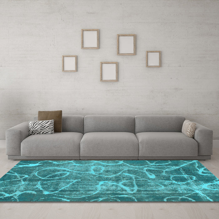 Machine Washable Abstract Light Blue Modern Rug in a Living Room, wshabs1068lblu