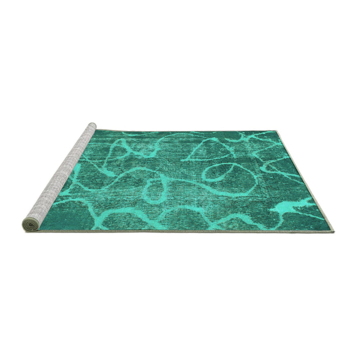 Sideview of Machine Washable Abstract Turquoise Modern Area Rugs, wshabs1068turq