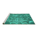 Sideview of Machine Washable Abstract Turquoise Modern Area Rugs, wshabs1068turq