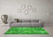 Machine Washable Abstract Green Modern Area Rugs in a Living Room,, wshabs1068grn