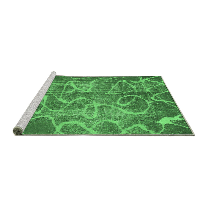 Sideview of Machine Washable Abstract Emerald Green Modern Area Rugs, wshabs1068emgrn