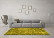 Machine Washable Abstract Yellow Modern Rug in a Living Room, wshabs1068yw