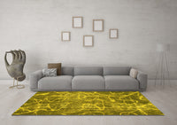 Machine Washable Abstract Yellow Modern Rug, wshabs1068yw