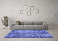 Machine Washable Abstract Blue Modern Rug, wshabs1068blu