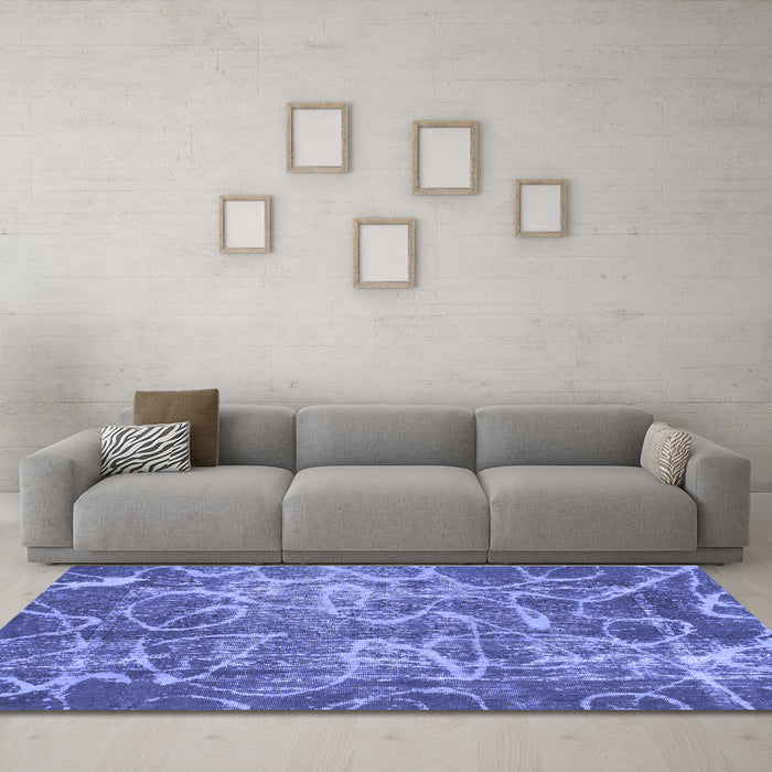 Machine Washable Abstract Blue Modern Rug in a Living Room, wshabs1068blu