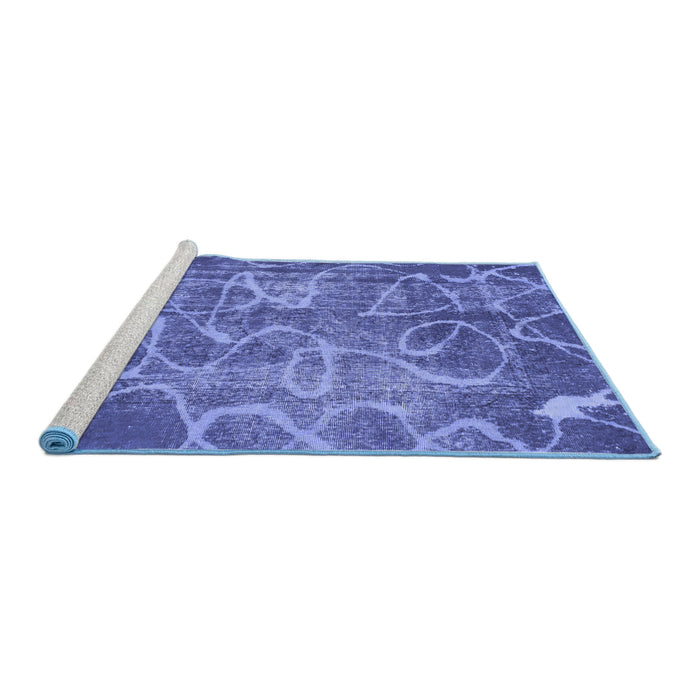 Sideview of Machine Washable Abstract Blue Modern Rug, wshabs1068blu