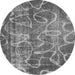 Round Machine Washable Abstract Gray Modern Rug, wshabs1068gry