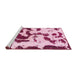 Square Machine Washable Abstract Pink Violet Pink Rug, wshabs1069