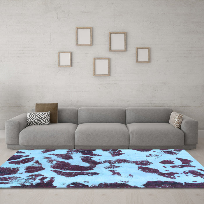 Machine Washable Abstract Light Blue Modern Rug in a Living Room, wshabs1069lblu