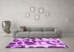 Machine Washable Abstract Purple Modern Area Rugs in a Living Room, wshabs1069pur