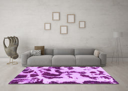 Machine Washable Abstract Purple Modern Area Rugs in a Living Room, wshabs1069pur