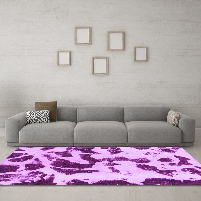Machine Washable Abstract Purple Modern Area Rugs in a Living Room, wshabs1069pur