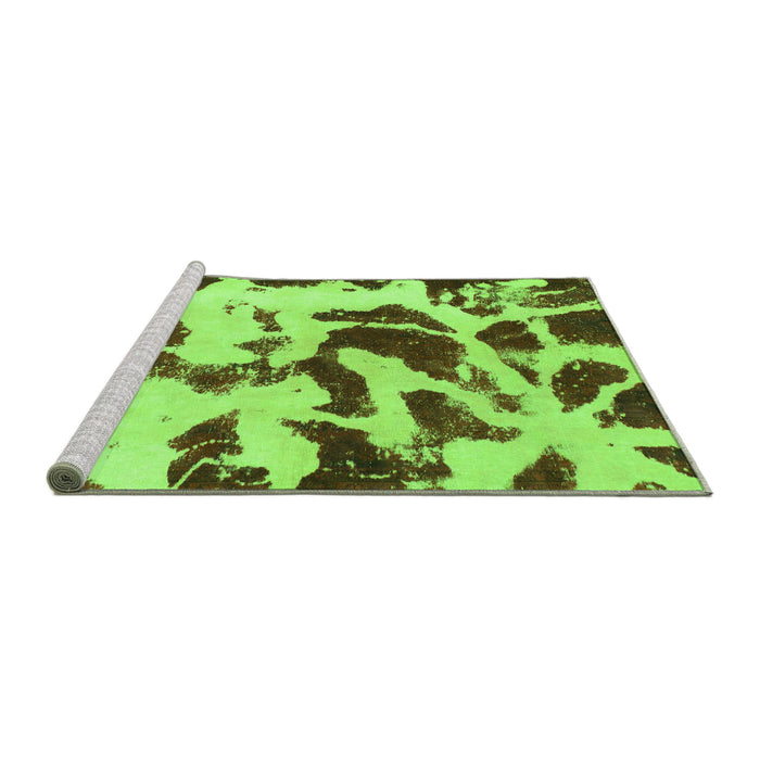 Sideview of Machine Washable Abstract Green Modern Area Rugs, wshabs1069grn