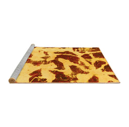 Sideview of Machine Washable Abstract Yellow Modern Rug, wshabs1069yw