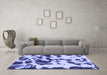 Machine Washable Abstract Blue Modern Rug in a Living Room, wshabs1069blu