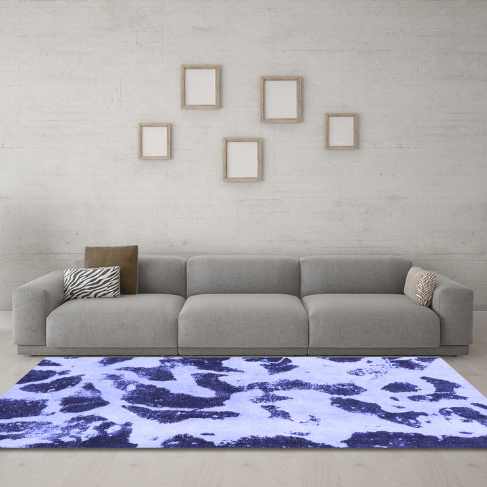 Machine Washable Abstract Blue Modern Rug in a Living Room, wshabs1069blu