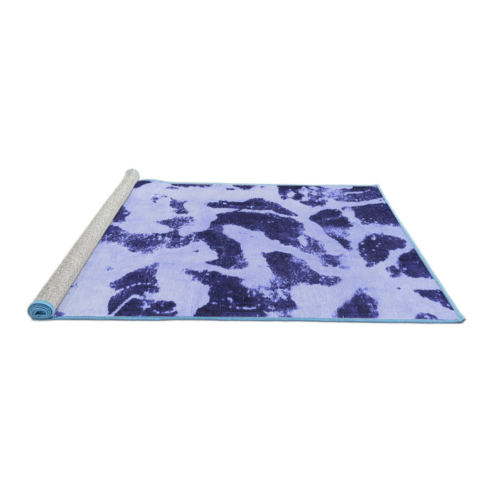 Sideview of Machine Washable Abstract Blue Modern Rug, wshabs1069blu