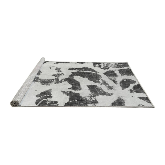 Sideview of Machine Washable Abstract Gray Modern Rug, wshabs1069gry