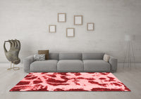 Machine Washable Abstract Red Modern Rug, wshabs1069red