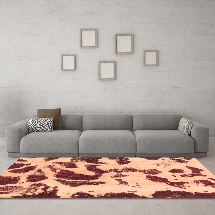 Machine Washable Abstract Brown Modern Rug in a Living Room,, wshabs1069brn