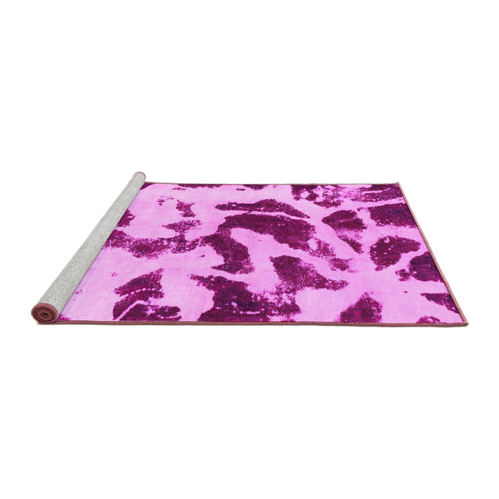 Sideview of Machine Washable Abstract Pink Modern Rug, wshabs1069pnk