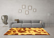 Machine Washable Abstract Yellow Modern Rug in a Living Room, wshabs1069yw