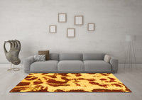 Machine Washable Abstract Yellow Modern Rug, wshabs1069yw