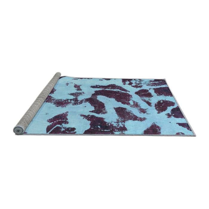 Sideview of Machine Washable Abstract Light Blue Modern Rug, wshabs1069lblu
