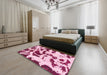 Machine Washable Abstract Pink Violet Pink Rug in a Bedroom, wshabs1069