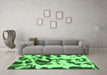 Machine Washable Abstract Emerald Green Modern Area Rugs in a Living Room,, wshabs1069emgrn