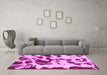 Machine Washable Abstract Pink Modern Rug in a Living Room, wshabs1069pnk