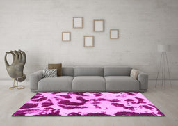 Machine Washable Abstract Pink Modern Rug in a Living Room, wshabs1069pnk